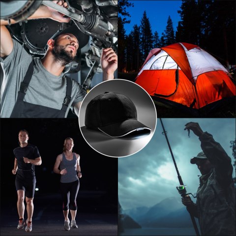 Czapka z daszkiem LED do biegania, wędkowania i biwakowania – czapka z lampką na nocne aktywności