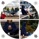 Granatowa bluza koc oversize 2w1 – ciepła i miękka narzutka idealna do relaksu w domu, na tarasie i podczas wyjazdów