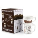 Zestaw do kawy drip z kubkiem ceramicznym 350 ml – dripper z filtrem papierowym w opakowaniu prezentowym