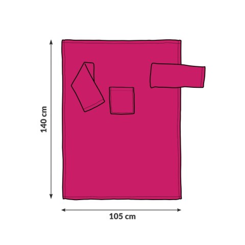Rysunek techniczny koca z rękawami dla dzieci – wymiary 140 x 105 cm, rozmiar uniwersalny, bluza koc polarowa 300 g/m²
