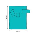 Wymiary koca polarowego z rękawami 140x105 cm – schemat rozmiaru koca oversize dla dzieci i dorosłych