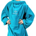 Turkusowa bluza koc Super Mama – ciepła bluza oversize z kapturem i dużą kieszenią, idealny prezent dla wyjątkowej mamy
