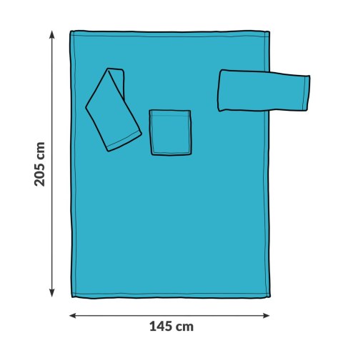 Turkusowa bluza koc Super Mama 205x145 cm – duży, uniwersalny rozmiar zapewniający maksymalny komfort i ciepło