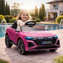 Różowe Audi RS Q8 na akumulator dla dziewczynki – samochód elektryczny z pilotem 2,4Ghz i światłami LED