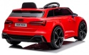 Auto na akumulator Audi RS6 dla dzieci czerwone – sportowy model z dużymi kołami, widok tył i bok