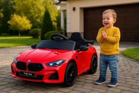 Auto na akumulator BMW M4 12V czerwone – idealny prezent dla dziecka, sportowy model z pilotem