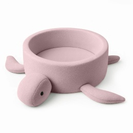 Różowy suchy basen żółw 90 cm z miękkiej tkaniny bouclé – bezpieczny basen do pokoju dziecka (bez kulek)