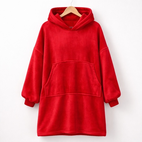 Czerwona kocobluza oversize z kieszenią kangurką