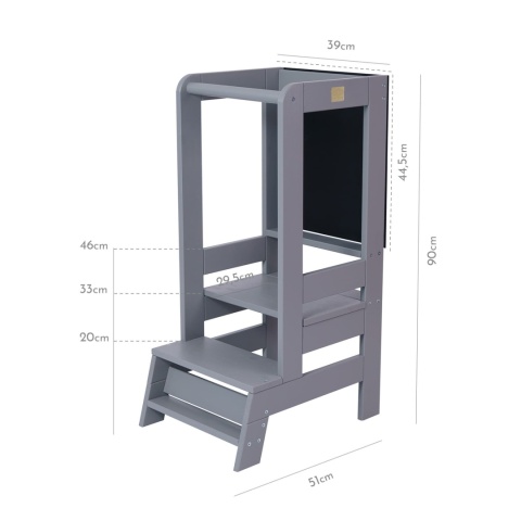 Wymiary wieży Montessori dla dziecka – wysokość 90 cm, szerokość 39 c