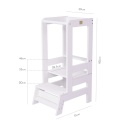 Biały kitchen helper Montessori – wymiary wieży kuchennej dla dzieci 90x51x39cm