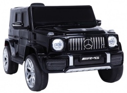 Czarny Mercedes G63 AMG na akumulator dla dzieci 4x4 z pilotem i światłami LED