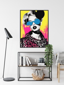 Nowoczesny plakat pop art w czarnej ramie – dekoracja ścienna do salonu w stylu loftowym