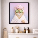 Plakat z ramą do łazienki Kot w SPA pastel 30x40
