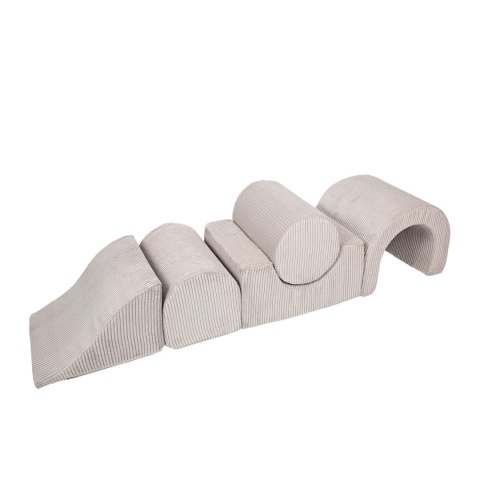 Aesthetic Playset MeowBaby® beżowy – 5-elementowy zestaw piankowy ze sztruksu, modułowy tor przeszkód i siedziska dla dzieci