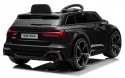 Czarne auto elektryczne dla dzieci Audi RS6 12V, widok tył 3/4, licencjonowany model z napędem 4x4 i kołami EVA