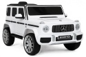 Biały Mercedes G63 AMG samochód na akumulator dla dzieci - widok z przodu
