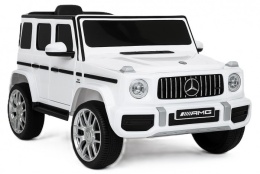 Biały Mercedes G63 AMG samochód na akumulator dla dzieci - widok z przodu