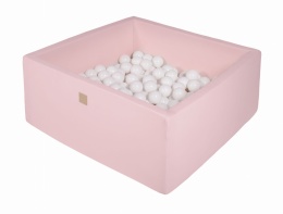 Różowy basen z kulkami 110x110 cm - duży suchy basen dla dzieci z białymi piłeczkami