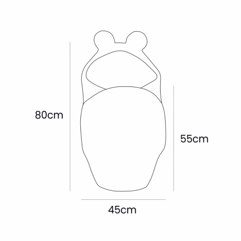 Wymiary śpiworka niemowlęcego do wózka waniliowy – 80 cm długości, 45 cm szerokości
