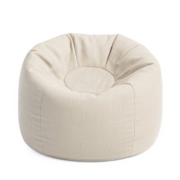 Kremowa pufa bean bag do salonu – nowoczesne miękkie siedzisko typu worek