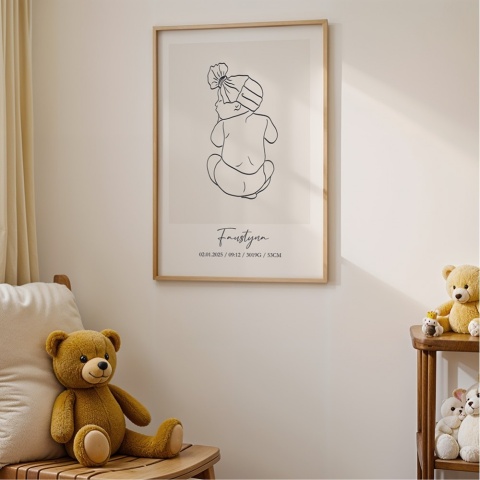 Personalizowany plakat dla dziecka line art Faustyna