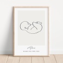 Plakat z metryczką dziecka line art z imieniem Milan