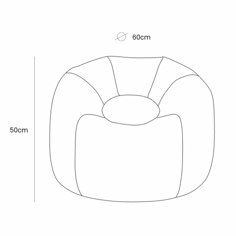 Wymiary okrągłej pufy dla dziecka - średnica 60 cm, wysokość 50 cm