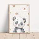 Plakat dla dzieci panda beżowa dekoracja safari do pokoju dziecka
