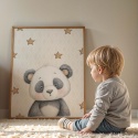 Plakat dziecięcy panda z gwiazdkami dekoracja do pokoju niemowlaka