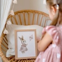 plakat króliczek z latawcem w ramce dekoracja pokoju dziewczynki styl boho pastelowy