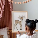plakat dla dziewczynki sarenka ilustracja boho do pokoju dziecka pastelowa