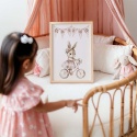 plakat króliczek dziewczynka na rowerku dekoracja ścienna pastelowa do pokoju dziecka boho