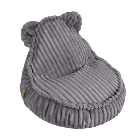 Ciemnoszara pufa dla dzieci z oparciem – wygodna pufa typu bean bag