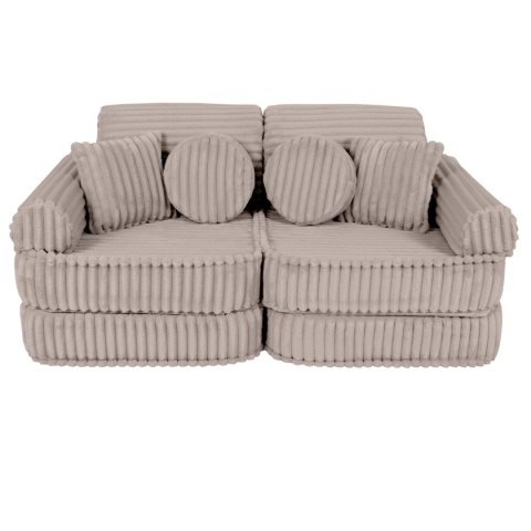 Beżowa sofa modułowa dla dziecka z miękkiego sztruksu Churros