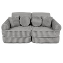 Jasnoszara sofa modułowa dla dziecka z prążkowanego sztruksu Churros