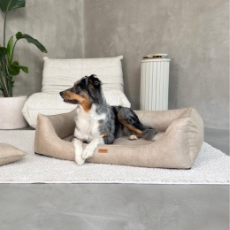 Beżowe legowisko ortopedyczne dla psa Bergamo z materacem memory foam