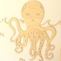 Drewniana ośmiornica na ścianę – dekoracja ocean do pokoju dziecka, naturalna ozdoba w stylu boho i Montessori