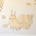 Drewniany ślimak na ścianę – dekoracja do pokoju dziecka z motywem oceanu, naturalna ozdoba w stylu boho Montessori