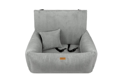 Fotelik dla psa Milano Light Grey – jasnoszare siedzisko do auta