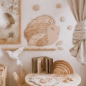 Drewniana dekoracja ścienna jeżyk w pokoju dziecka styl boho naturalne wnętrze