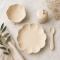 Zestaw naczyń dla niemowlaka kremowy – talerz, miska, kubek i łyżeczka