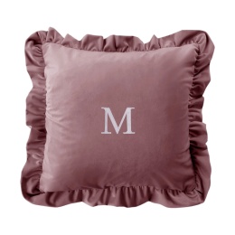 Personalizowana Poduszka Velvet z Falbaną Pudrowy Róż z Inicjałem