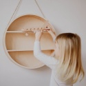 Drewniana półka Montessori w kształcie koła do przechowywania zabawek i dekoracji dziecięcych
