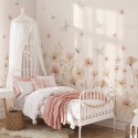 Tapeta boho z pastelowymi kwiatami do pokoju dziecka i dziewczynki