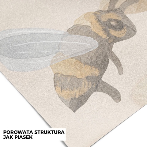 Struktura tapety premium z motywem pszczółki i pastelowych kwiatów
