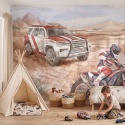 Fototapeta motocross do pokoju chłopca z autem, quadem i pustynnym krajobrazem – wyjątkowa dekoracja dla fana pojazdów.