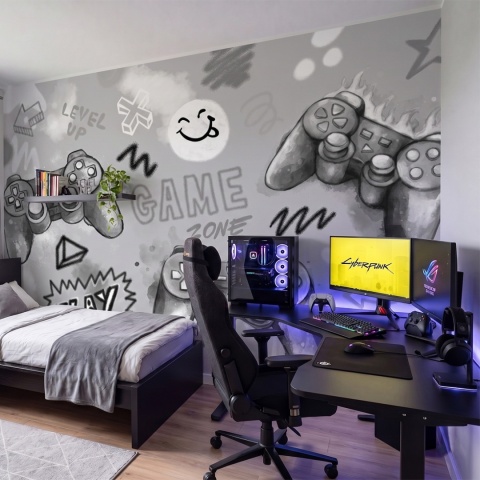 Nowoczesna tapeta dla gracza Game Zone do pokoju nastolatka