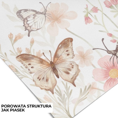Tapeta z motylami o piaskowej strukturze powierzchni