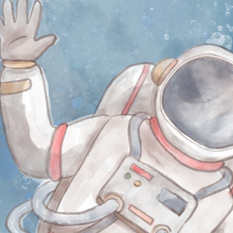 Detal tapety kosmos przedstawiający astronautę w przestrzeni kosmicznej