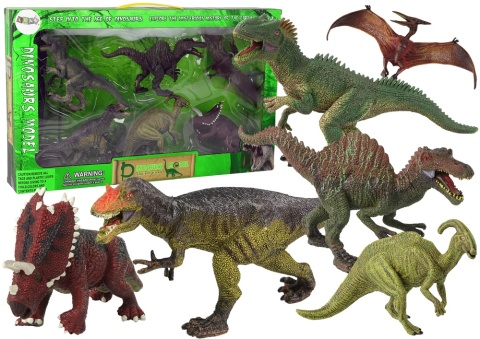 Zestaw 6 figurek dinozaurów dla dzieci – realistyczne prehistoryczne zwierzęta w pudełku prezentowym